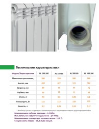 Алюминиевый секционный радиатор отопления Lammin ECO AL 200х100 / 8 секций