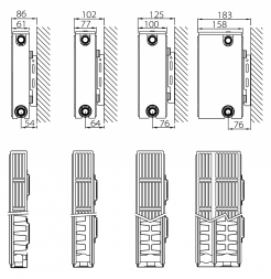 Стальной панельный радиатор отопления с нижним подключением Stelrad Novello 21 04 07