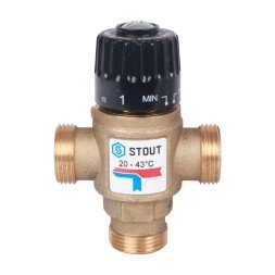 Клапан смесительный Stout термостатический для систем отопления и ГВС 3/4  НР 20-43С KV 1,6 м3/ч, SVM-0020-164320