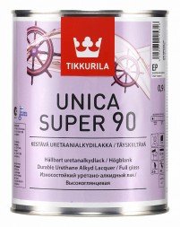 Лак Tikkurila UNICA SUPER 90 алкидно уретановый универсальный износостойкий, высокоглянцевый (9л)