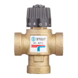 Клапан смесительный Stout термостатический для систем отопления и ГВС 3/4  ВР 20-43С KV 1,6 м3/ч, SVM-0010-164320