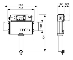 Cмывной бачок TECE TECEbox Uni с монтажной пластиной, высота 1060 мм