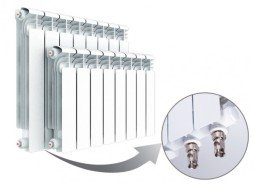 Алюминиевый секционный радиатор отопления Rifar Alum Ventil 350 / 6 секций левое подключение