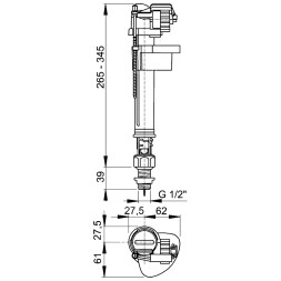 Впускной механизм с нижней подводкой и металлической резьбой 1/2 Alcaplast A18-1/2 дюйма