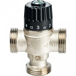 Клапан смесительный Stout термостатический для систем отопления и ГВС 1  НР 30-65С KV 2,3, центральное смешивание, SVM-0