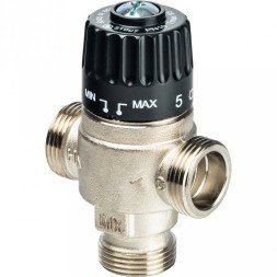Клапан смесительный Stout термостатический для систем отопления и ГВС 3/4  НР 30-65С KV 2,3, центральное смешивание, SVM