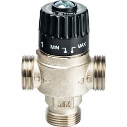 Клапан смесительный Stout термостатический для систем отопления и ГВС 3/4  НР 30-65С KV 2,3, центральное смешивание, SVM