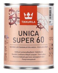 Лак Tikkurila UNICA SUPER 60 алкидно уретановый универсальный, износостойкий, полуглянцевый (2,7л)