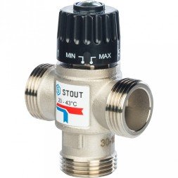 Клапан смесительный Stout термостатический для систем отопления и ГВС. 1 НР 20-43С KV 2,5 м3/ч, SVM-0020-254325