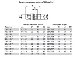 Соединение TECE TECElogo прямое с ниппелем 20 х 1 2, бронза, наружная резьба