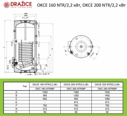 Комбинированный бойлер Drazice OKCE 200 NTR/2,2kW